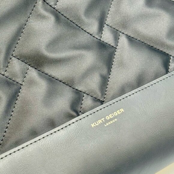 🆕 KURT GEIGER LONDON 🧿 NWOT L Recycled Drench Shopper Tote Bag, Black & Gold - Picture 5 of 16